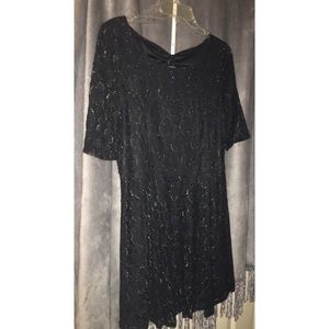 Black 3/4 Sleeve Skater Dress
